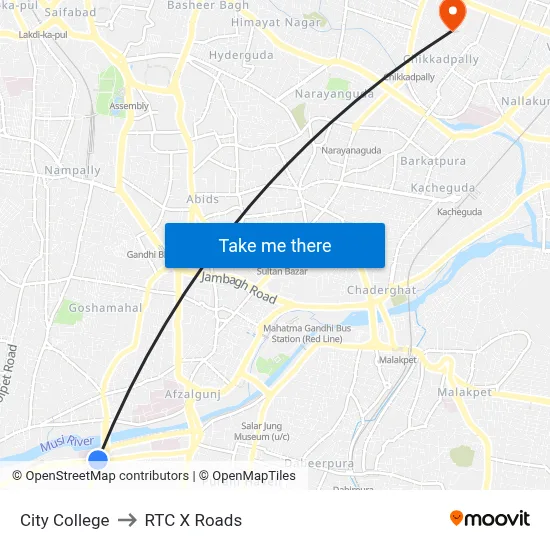 City College to RTC X Roads map