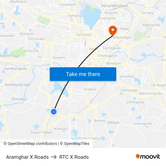 Aramghar X Roads to RTC X Roads map