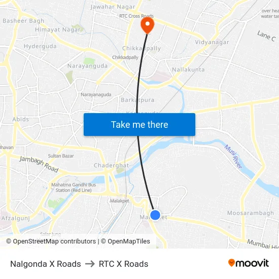 Nalgonda X Roads to RTC X Roads map