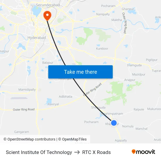 Scient Institute Of Technology to RTC X Roads map