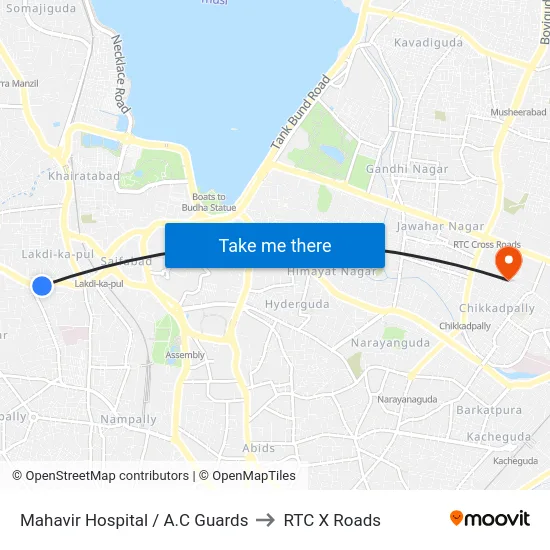 Mahavir Hospital / A.C Guards to RTC X Roads map