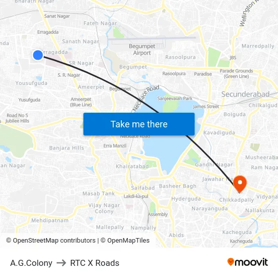 A.G.Colony to RTC X Roads map