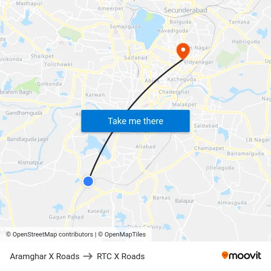 Aramghar X Roads to RTC X Roads map