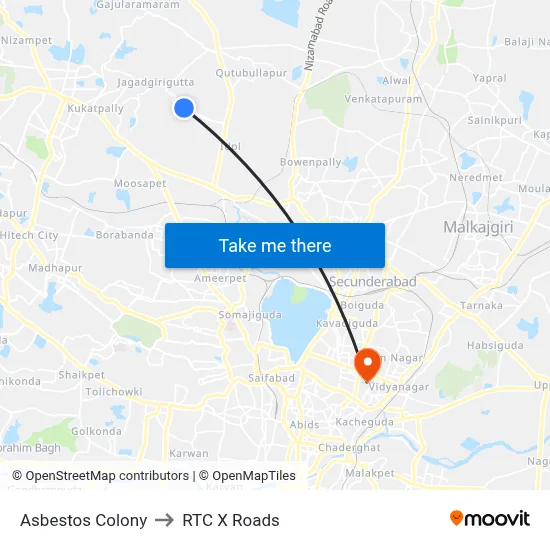 Asbestos Colony to RTC X Roads map