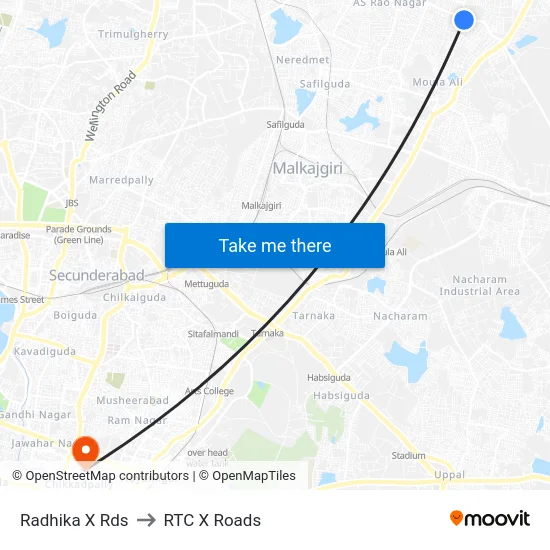 Radhika X Rds to RTC X Roads map