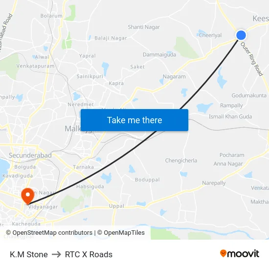 K.M Stone to RTC X Roads map