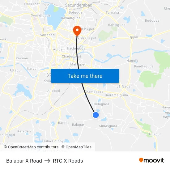 Balapur X Road to RTC X Roads map
