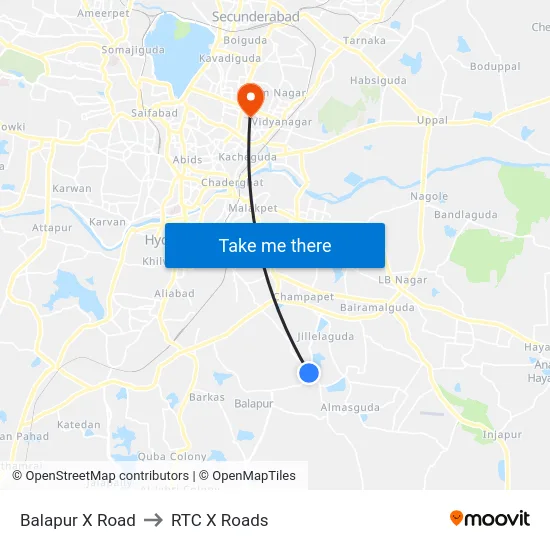 Balapur X Road to RTC X Roads map