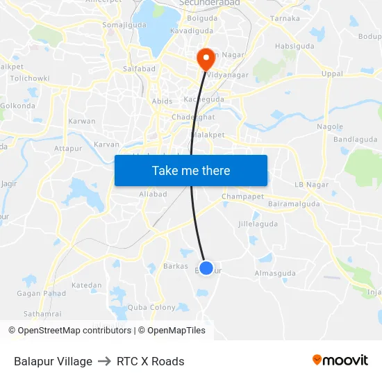 Balapur Village to RTC X Roads map