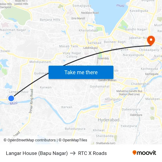 Langar House (Bapu Nagar) to RTC X Roads map