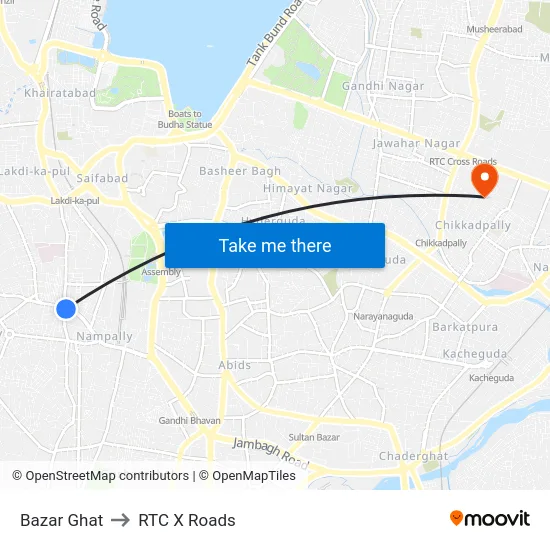 Bazar Ghat to RTC X Roads map