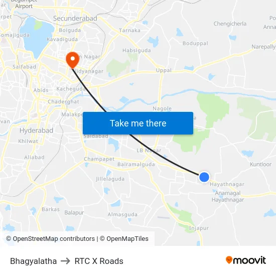 Bhagyalatha to RTC X Roads map