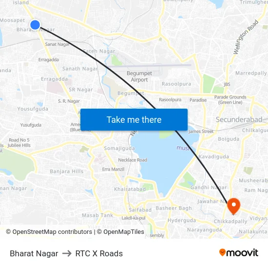 Bharat Nagar to RTC X Roads map