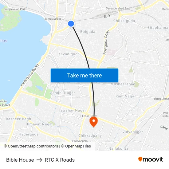 Bible House to RTC X Roads map