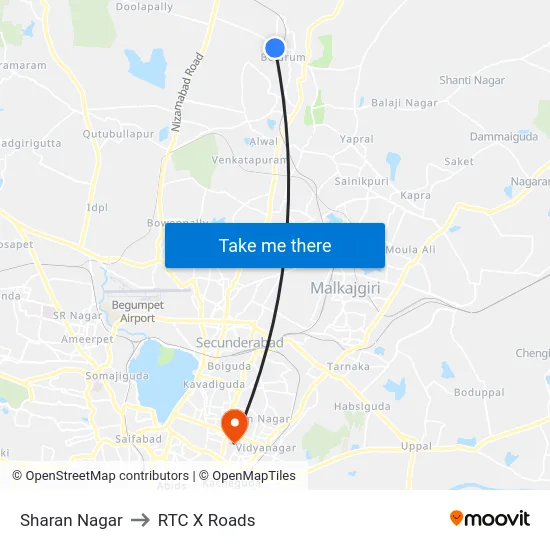 Sharan Nagar to RTC X Roads map