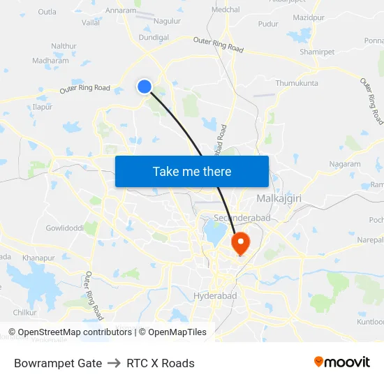 Bowrampet Gate to RTC X Roads map