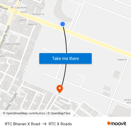 RTC Bhavan X Road to RTC X Roads map