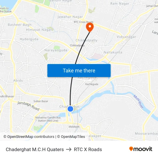 Chaderghat M.C.H Quaters to RTC X Roads map