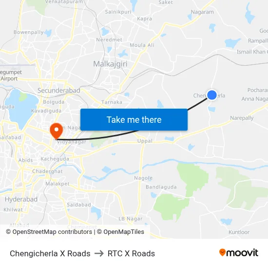 Chengicherla X Roads to RTC X Roads map