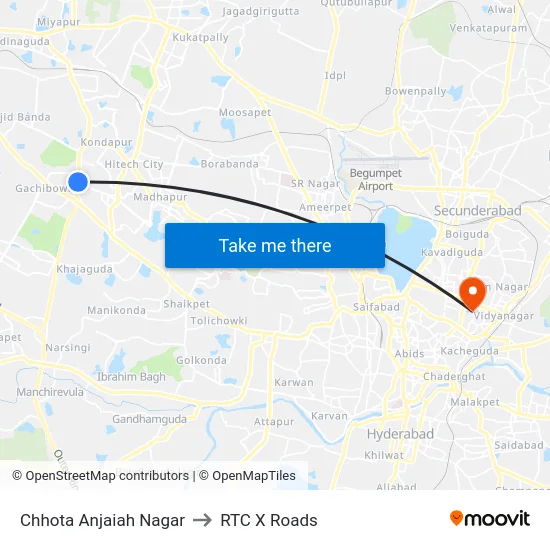 Chhota Anjaiah Nagar to RTC X Roads map