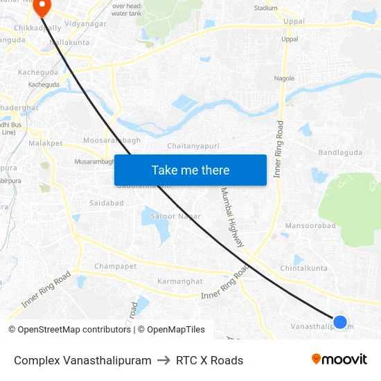 Complex Vanasthalipuram to RTC X Roads map
