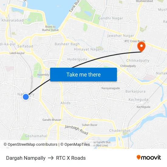 Dargah Nampally to RTC X Roads map