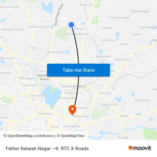 Father Balaiah Nagar to RTC X Roads map