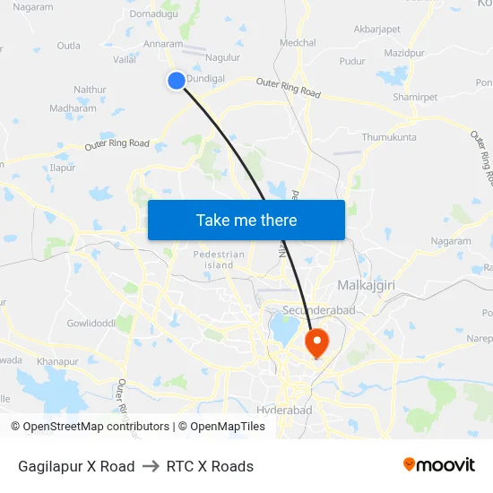 Gagilapur X Road to RTC X Roads map