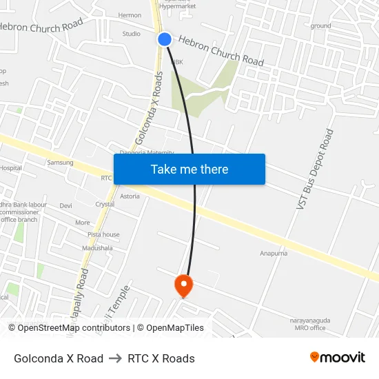 Golconda X Road to RTC X Roads map
