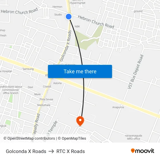 Golconda X Roads to RTC X Roads map