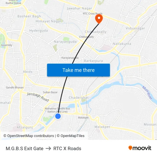 M.G.B.S Exit Gate to RTC X Roads map