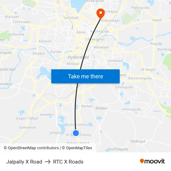Jalpally X Road to RTC X Roads map