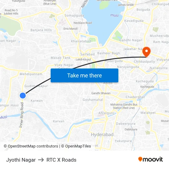 Jyothi Nagar to RTC X Roads map
