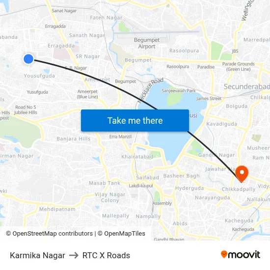 Karmika Nagar to RTC X Roads map