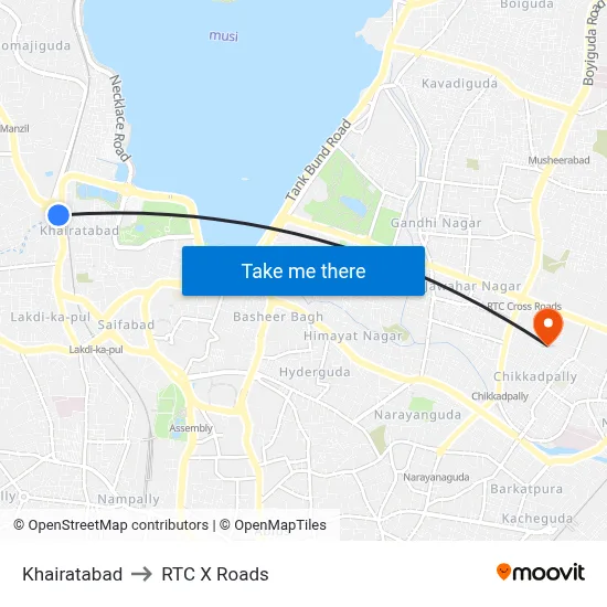 Khairatabad to RTC X Roads map