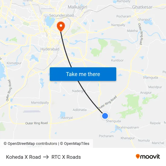 Koheda X Road to RTC X Roads map