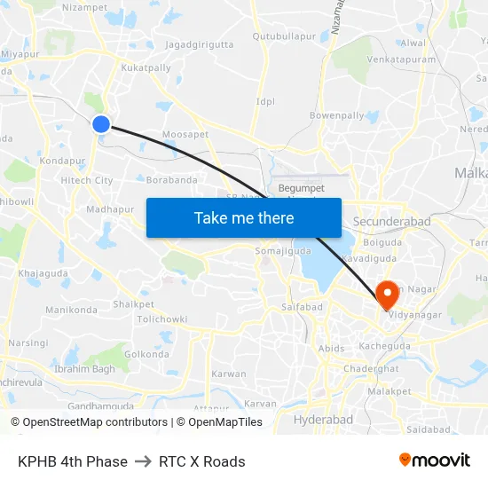 KPHB 4th Phase to RTC X Roads map