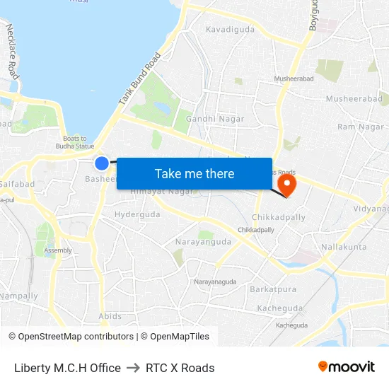 Liberty M.C.H Office to RTC X Roads map