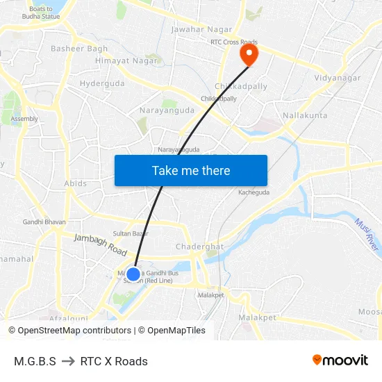 M.G.B.S to RTC X Roads map