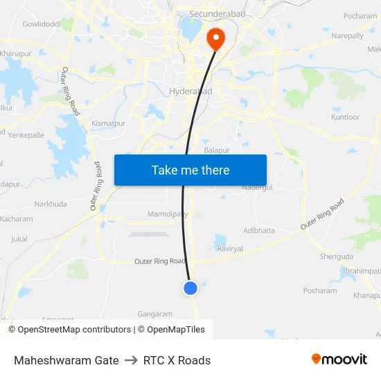Maheshwaram Gate to RTC X Roads map