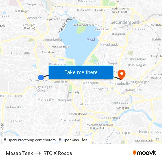 Masab Tank to RTC X Roads map