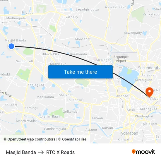Masjid Banda to RTC X Roads map