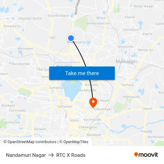 Nandamuri Nagar to RTC X Roads map