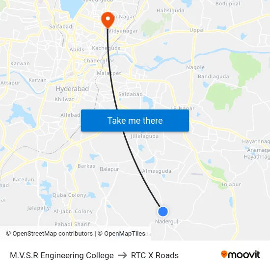 M.V.S.R Engineering College to RTC X Roads map