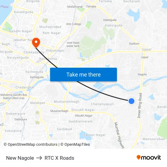 New Nagole to RTC X Roads map