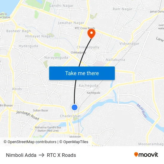 Nimboli Adda to RTC X Roads map