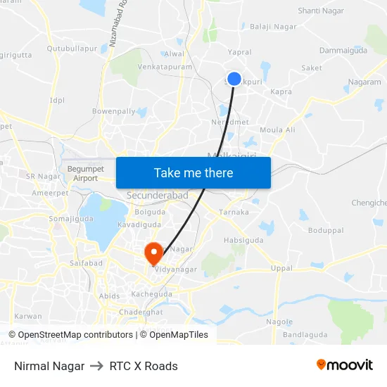 Nirmal Nagar to RTC X Roads map