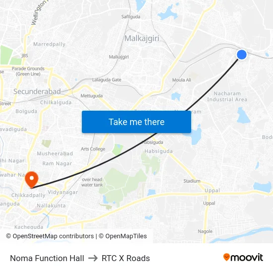 Noma Function Hall to RTC X Roads map