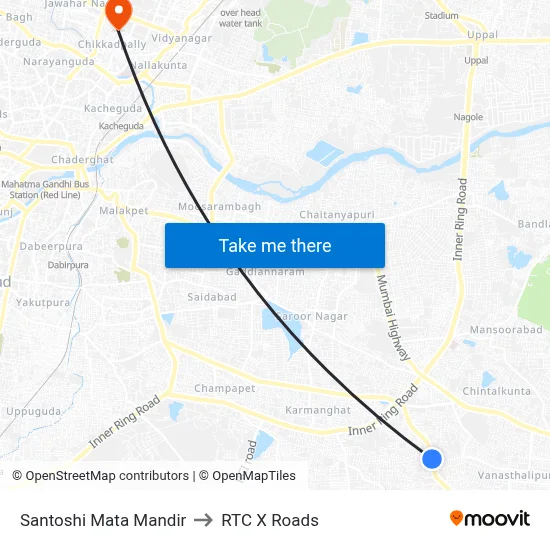 Santoshi Mata Mandir to RTC X Roads map
