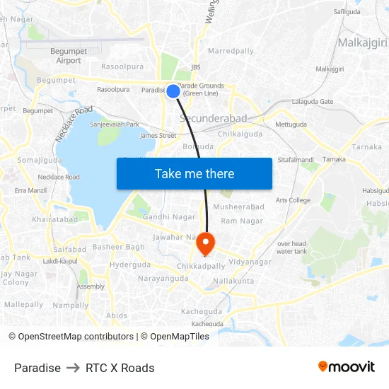 Paradise to RTC X Roads map